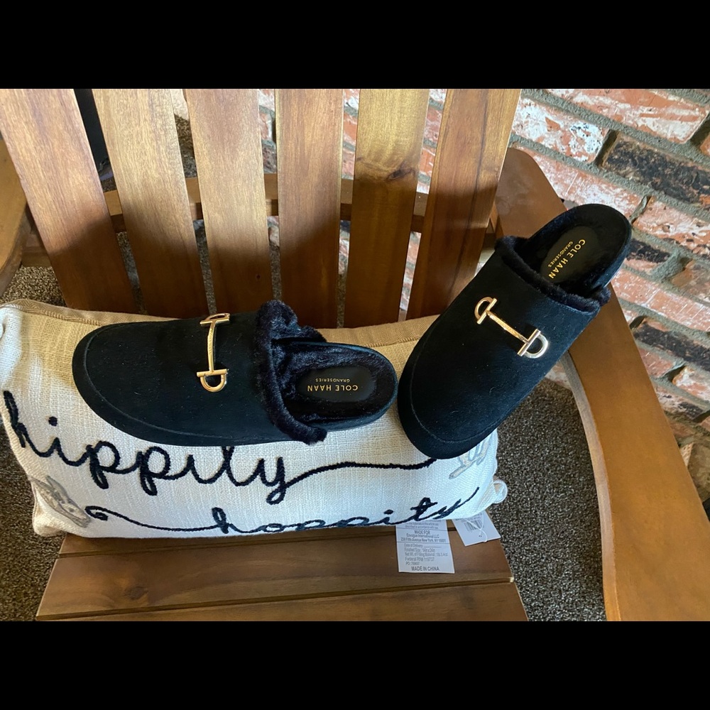 Cole Haan faux fur slippers